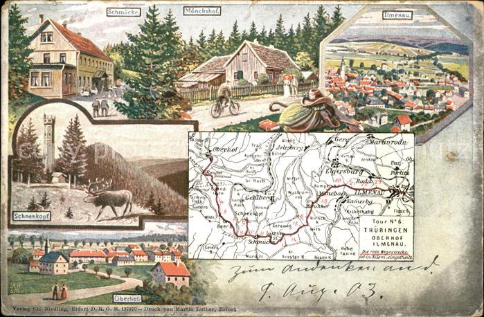 Thueringen Region Landkarte Mönchshof Ilemnau Oberhof