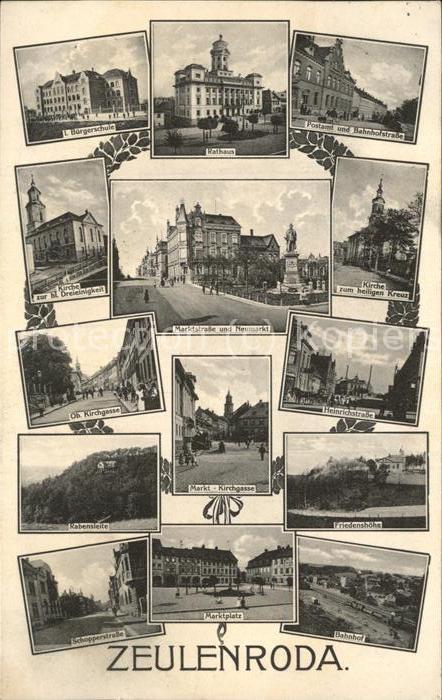 Zeulenroda Rathaus Friedenshoehe Kirche zum hl. Kreuz
