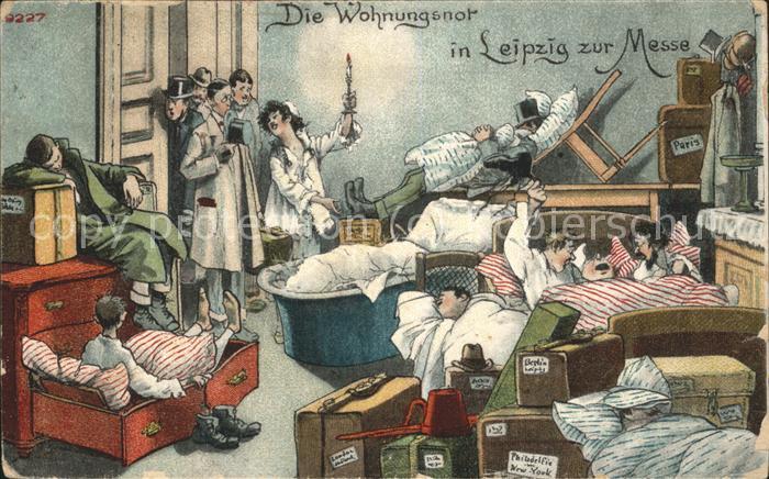 Leipzig Karikatur Wohnungsnot zur Messezeit