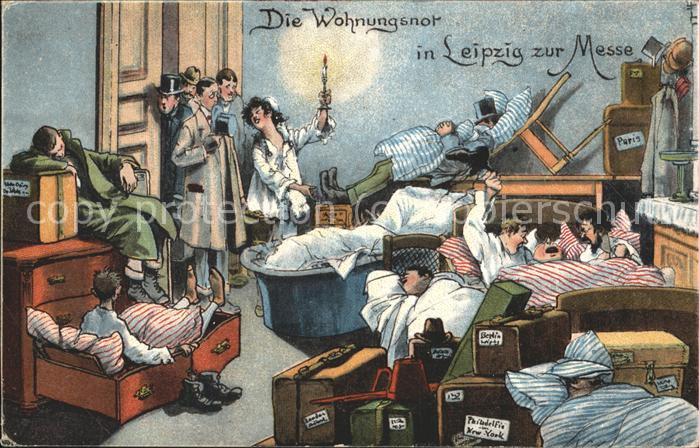 Leipzig Karikatur Wohnungsnot zur Messezeit