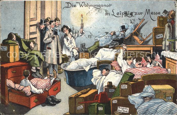 LEIPZIG Sachsen Karikatur Wohnungsnot zur Messezeit