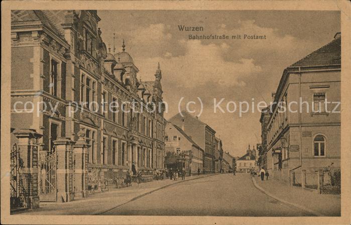 Wurzen Sachsen Bahnhofstrasse mit Postamt