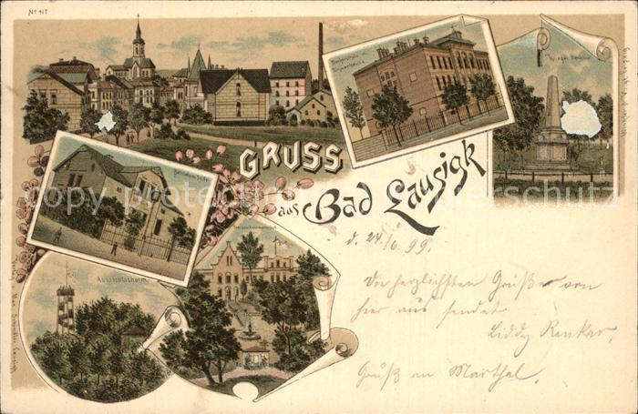 Bad Lausick Teilansicht Bürgerschule Kriegerdenkmal