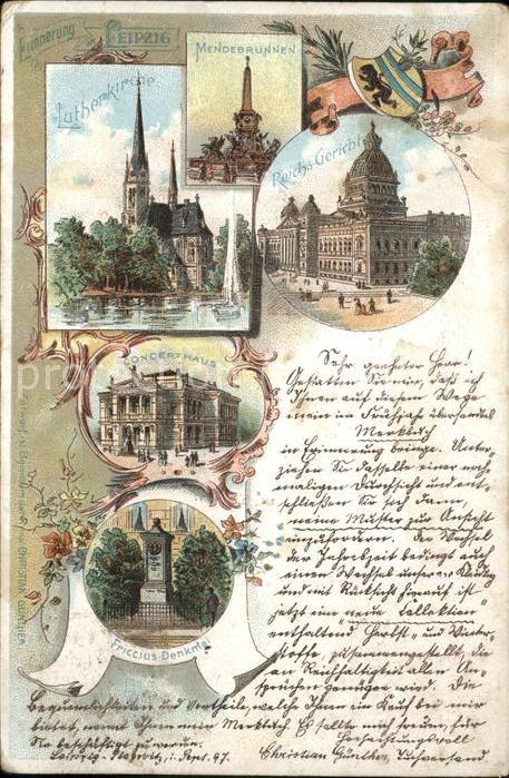 LEIPZIG Sachsen Lutherkirche Mendebrunnen Reichsgericht Concerthaus Friccius Den