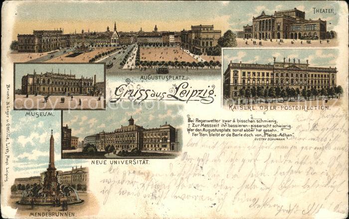 Leipzig Augustusplatz Theater Kaiserl Oberpostd