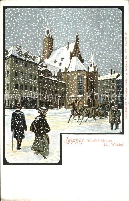 LEIPZIG Sachsen Matthaeuskirche im Winter Kuenstlerkarte