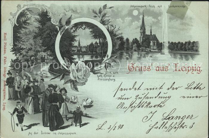 Leipzig Johannapark Teich Lutherkirche Kath Kir