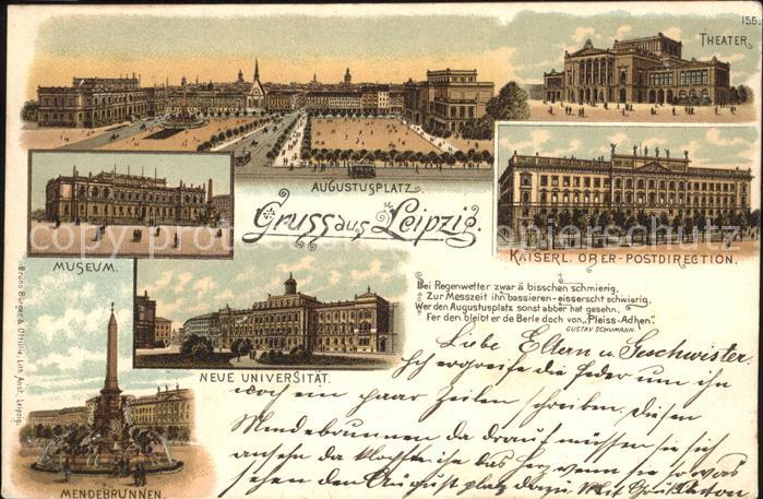 LEIPZIG Sachsen Augustusplatz Theater Kaiserl Oberpostdirektion Museum Universit