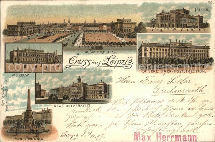 Leipzig Augustusplatz Theater Kaiserl Oberpostd