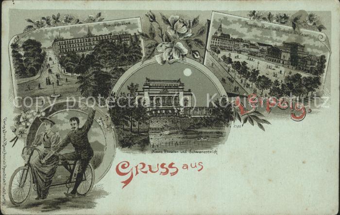 LEIPZIG Sachsen Goethestrasse Neues Theater und Schwanenteich Augustusplatz Tand