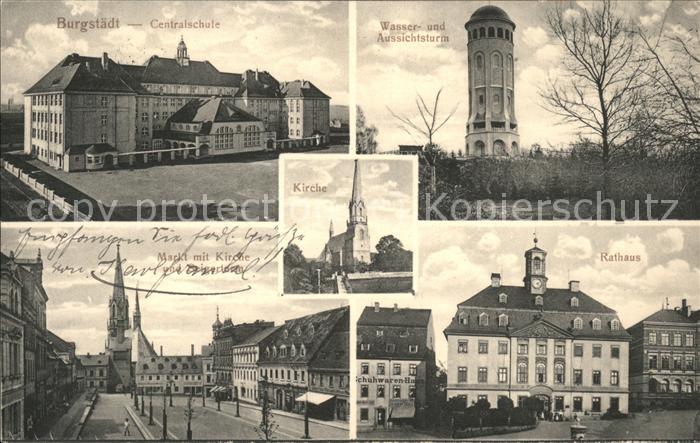 Burgstaedt Sachsen Wasserturm Rathaus Markt