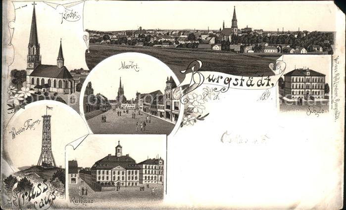 Burgstaedt Sachsen Turm Rathaus Markt Kirche