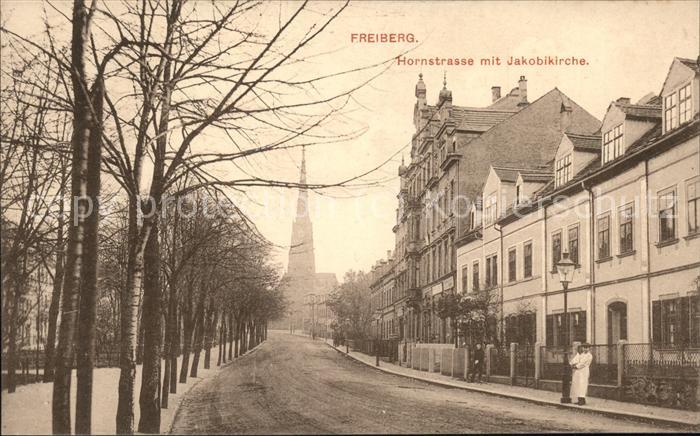 Freiberg Hornstrasse mit Jakobikirche