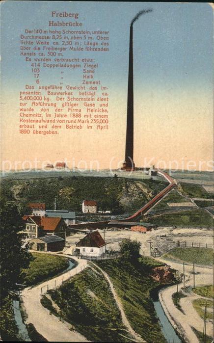 Freiberg Halsbruecke hoher Schorstein