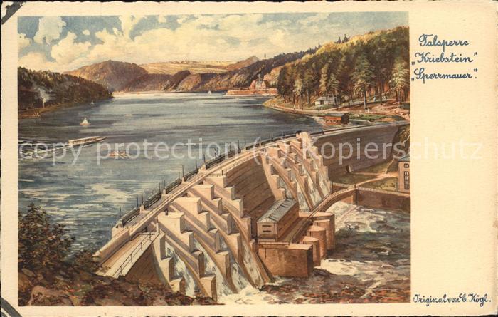 Kriebstein Talsperre Sperrmauer Kuenstlerkarte
