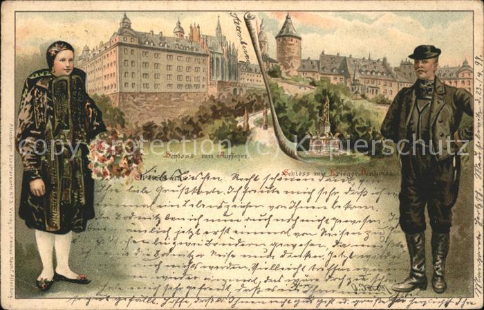 Altenburg Thueringen Künstlerkarte Tracht Burg