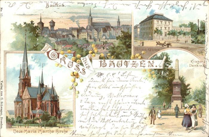 Bautzen Kriegerdenkmal Hotel Gude Maria-Martha-