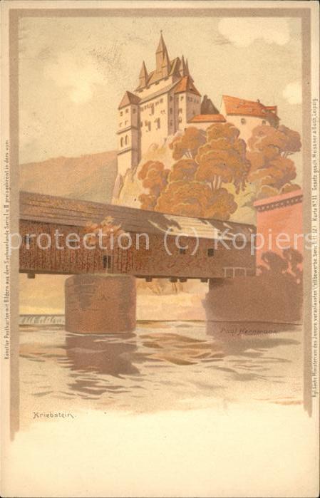 Kriebstein Burg Holzbruecke Kuenstlerkarte
