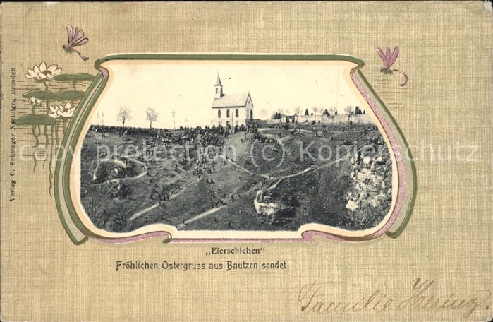 Bautzen Osterkarte Eierschieben