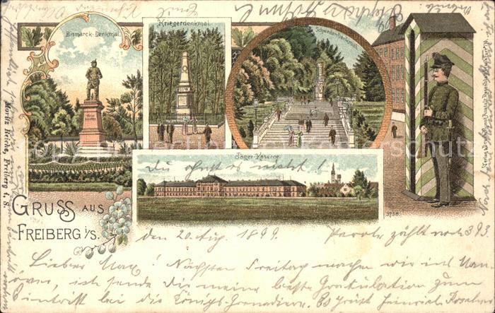 Freiberg Kriegerdenkmal Bismarckdenkmal Jaegerkaserne Soldat