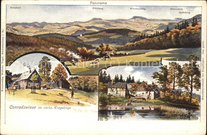 Conradswiese Erzgebirge Poehlberg Scheibenberg Kuenstlerkarte G. Falk