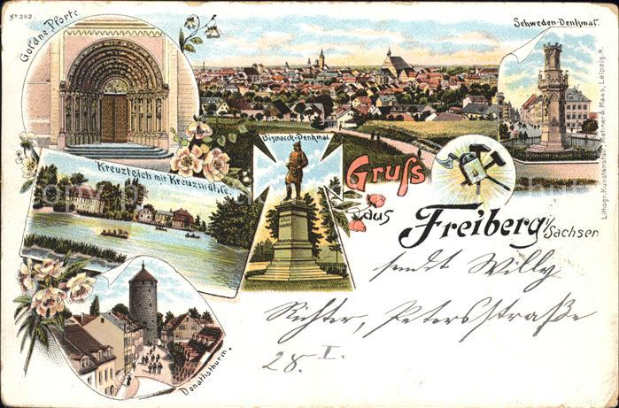 Freiberg Goldene Pforte Schwedendenkmal Bismarckdenkmal Kreuzteich Donathsturm