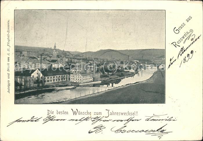 Rosswein Neujahrskarte Panorama am Fluss