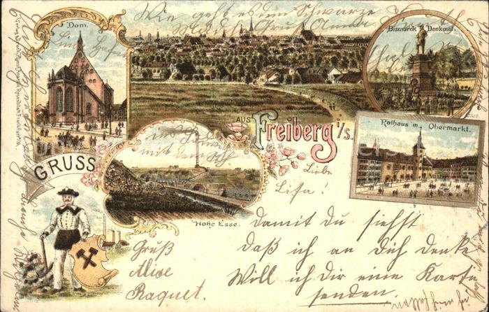 Freiberg Dom Rathaus Obermarkt Bismarck-Denkmal