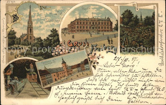 Freiberg Post Jacobikirche Rathaus Obermarkt