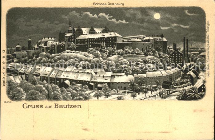 Bautzen Schloss Ortenburg im Schnee bei Nacht