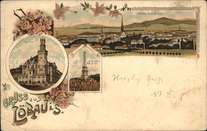 Loebau Sachsen Rathaus Siegesdenkmal Panorama