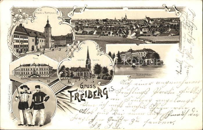 Freiberg Rathaus Post Jacobi-Kirche Panorama Sol