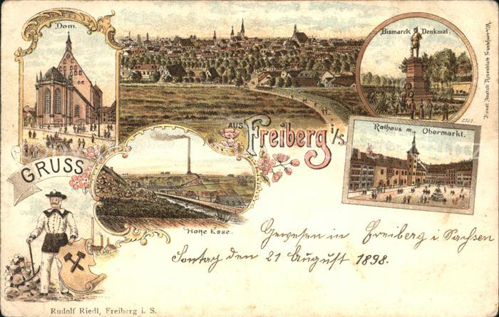 Freiberg Dom Bismarck-Denkmal Rathaus Obermarkt