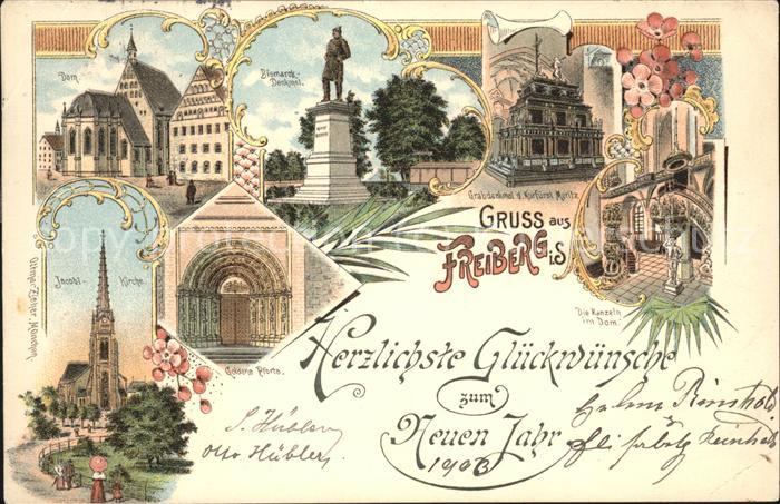 Freiberg Dom Bismarck-Denkmal Jacobi-Kirche Gold