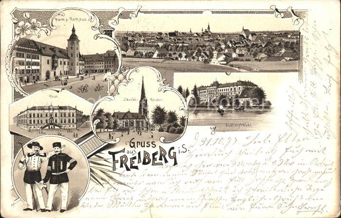 Freiberg Post Rathaus Jacobi-Kirche Panorama Sol