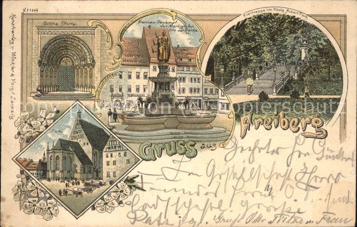 Freiberg Dom Brunnen Goldene Pforte Soldaten