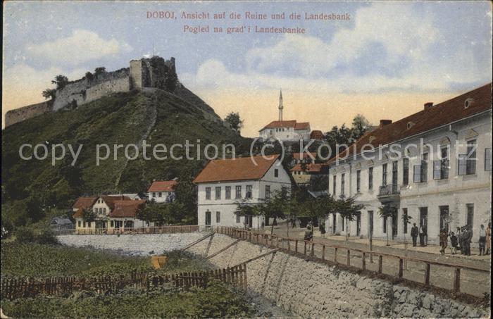 Doboj Srpska Blick auf Ruine u.Landesbank