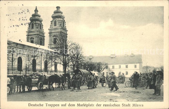 Mlawa Ostpreussen Deutsche Truppen auf dem Marktplatz (Fe