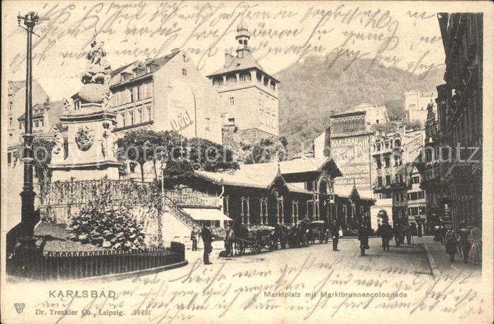 Karlsbad Eger Marktplatz mit Marktbrunnencolonnade