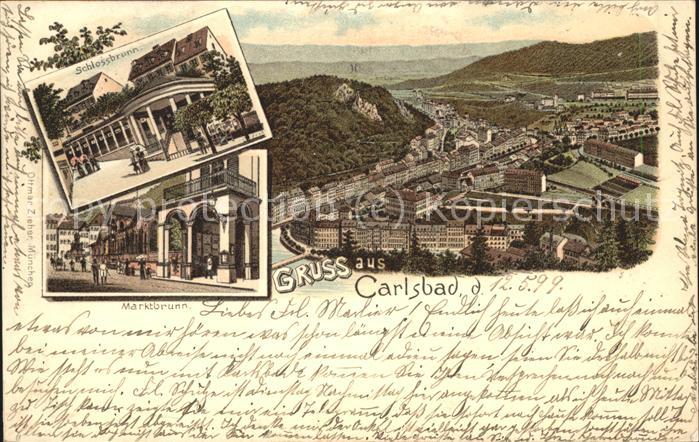 Karlsbad Eger Schlossbrunnen u.Marktbrunnen