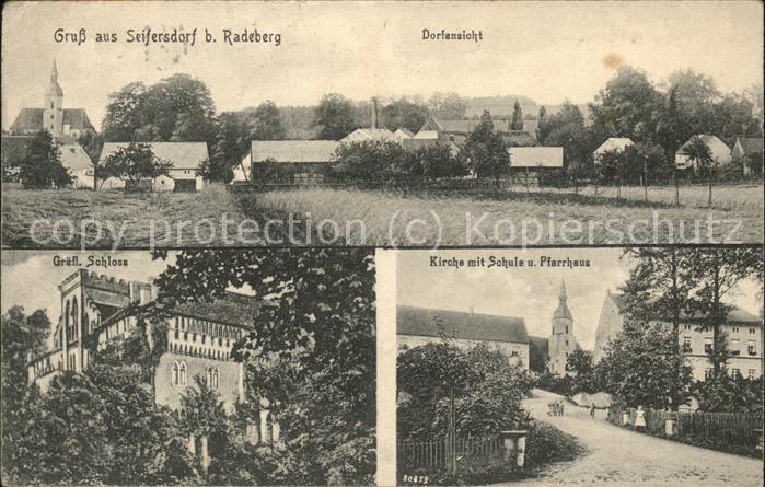 Seifersdorf Wachau Sachsen Gräfl.Schloss u.Kirche mit Schule u.Pfa
