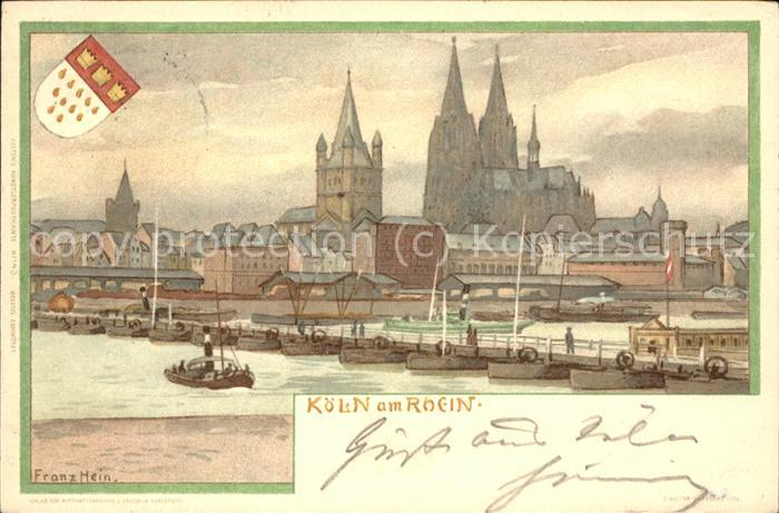Koeln Rhein mit Rhein u.Dom (Künstlerkarte v.Franz