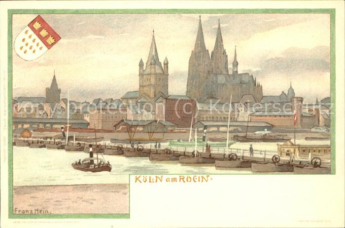 Koeln Rhein mit Rhein u.Dom (Künstlrkarte v.Franz H