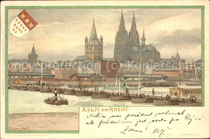 Koeln Rhein mit Rhein u.Dom (Künstlerkarte v.Franz