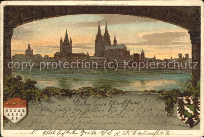 Koeln Rhein Blick zum Dom (Künstlerkarte v.Bilsen)