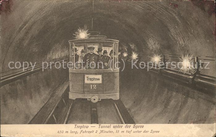 Treptow Berlin Tunnelbahn unter der Spree