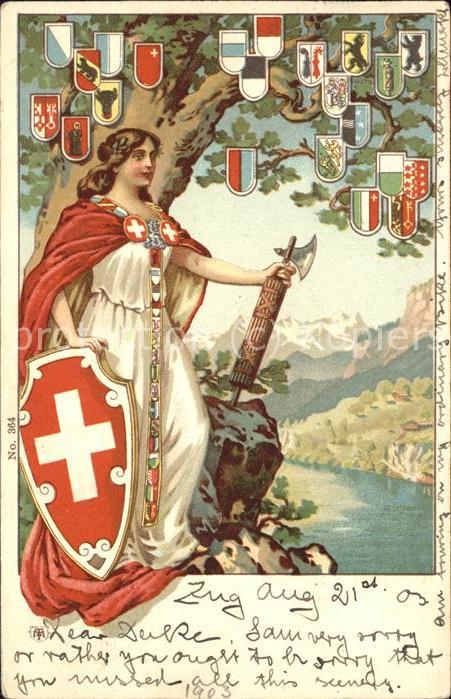 Helvetia Schweiz Helvetia u.Wappen der Kantonen