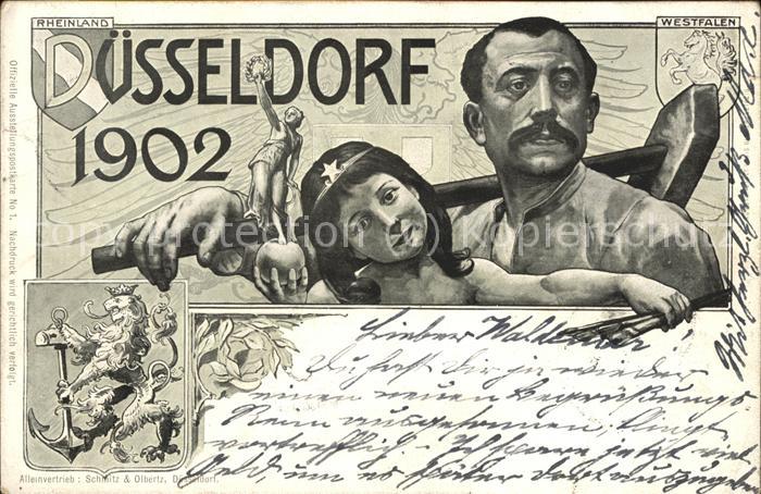 Ausstellung Industrie Gewerbe Kunst Duesseldorf 1902  Hammer Pokal Anker Pinsel