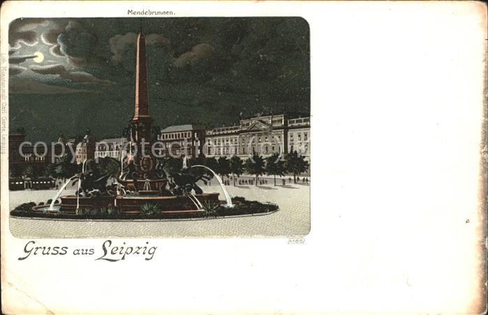 Verlag Garte Leipzig Litho Nr. 4186 Mendebrunnen Leipzig