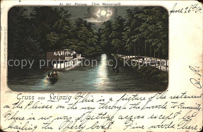 Verlag Garte Leipzig Litho Nr. 4192 Leipzig Pleisse zum Wassergott